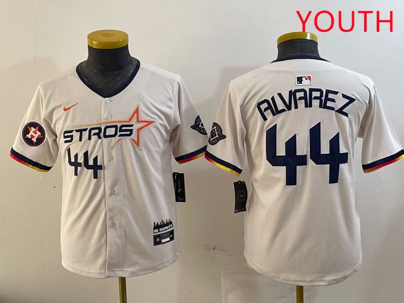 Youth Houston Astros 44 Alvarez Cream Three generations Joint Name 2025 Nike MLB Jersey style 4114